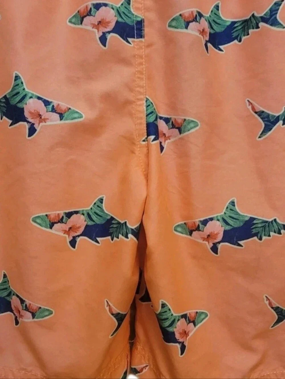 Place Sport Boys Coral Swim Trunks Shorts Tropical Floral Shark Design Sz 7/8